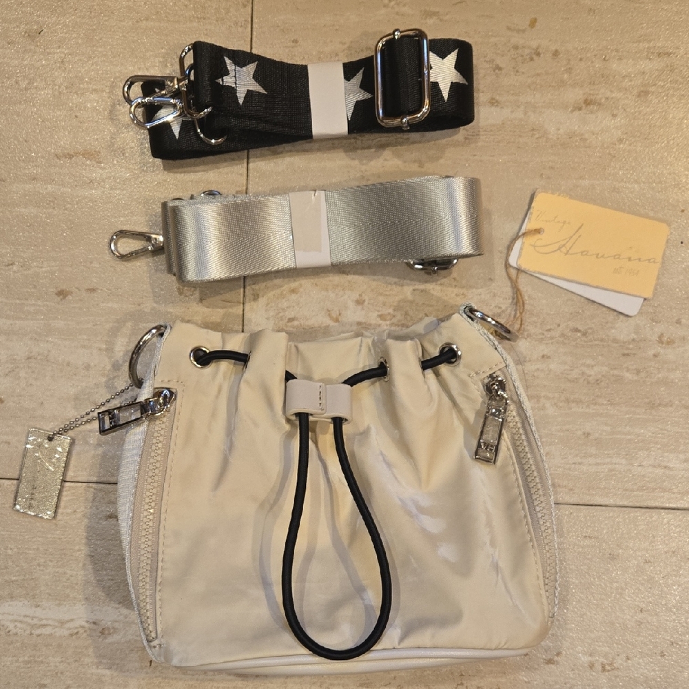 New Vintage Havana Paola Beige Versatile Crossbody Drawstring Bucket/Satchel Bag